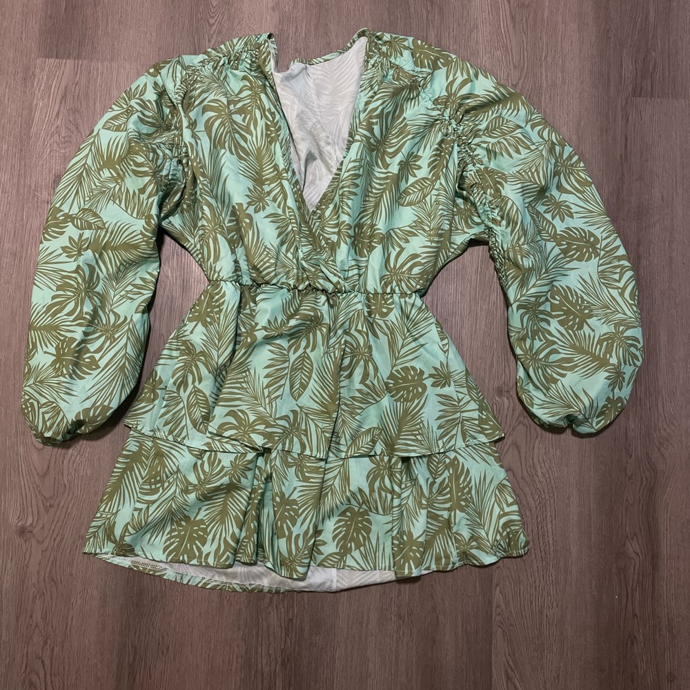 Mint Green Ruffled Mini Dress